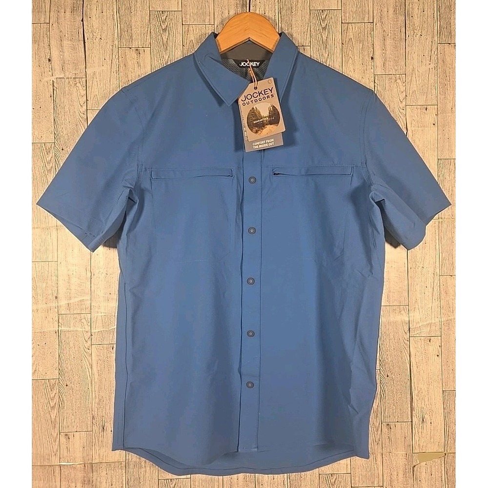 Jockey Shirt Mens SMALL Short Sleeve Snap Woven by Luke Bryan Turbodry Collar
